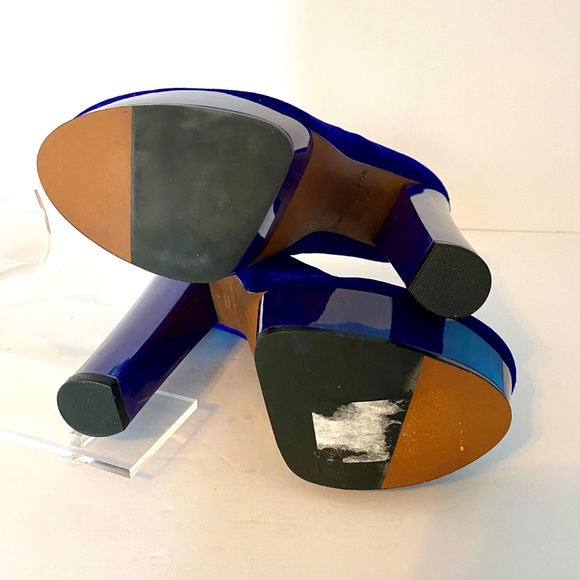 Rachel Zoe Leila New velvet indigo purple platform high heel size 6 - Picture 4 of 7